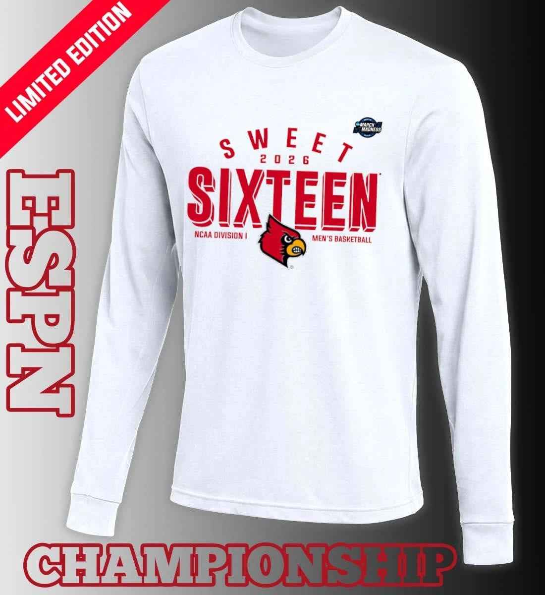 Official Sweet 16 Louisville Cardinals 2026 NCAA Men’s Basketball T-Shirt