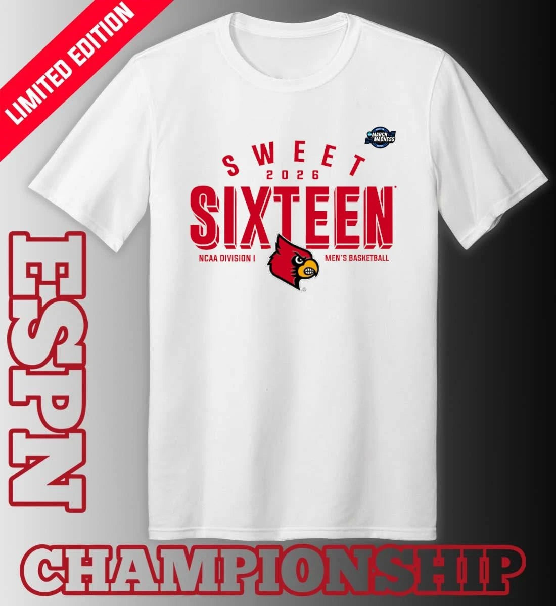 Official Sweet 16 Louisville Cardinals 2026 NCAA Men’s Basketball T-Shirt