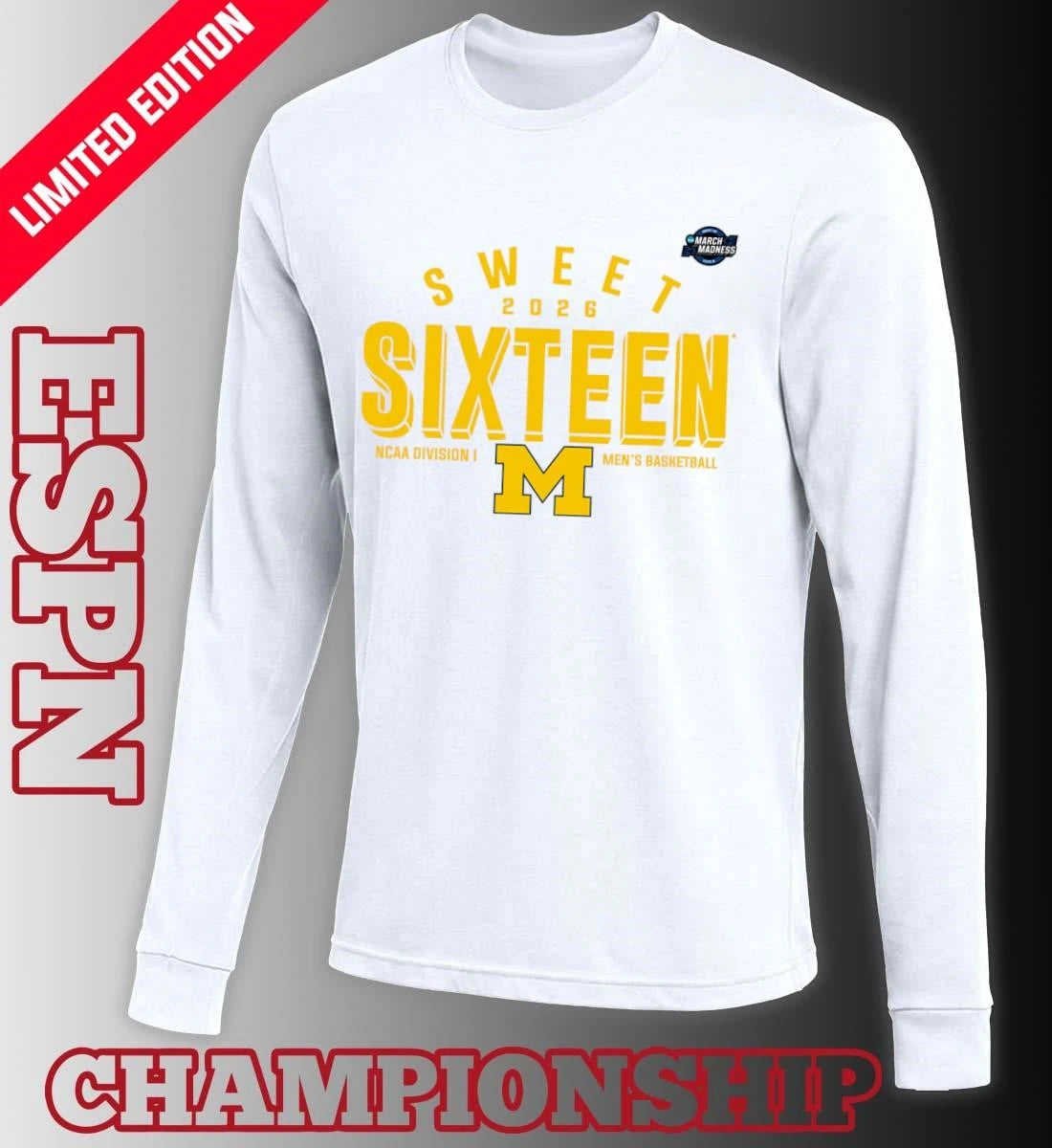 Official Sweet 16 Michigan Wolverines 2026 NCAA Men’s Basketball T-Shirt