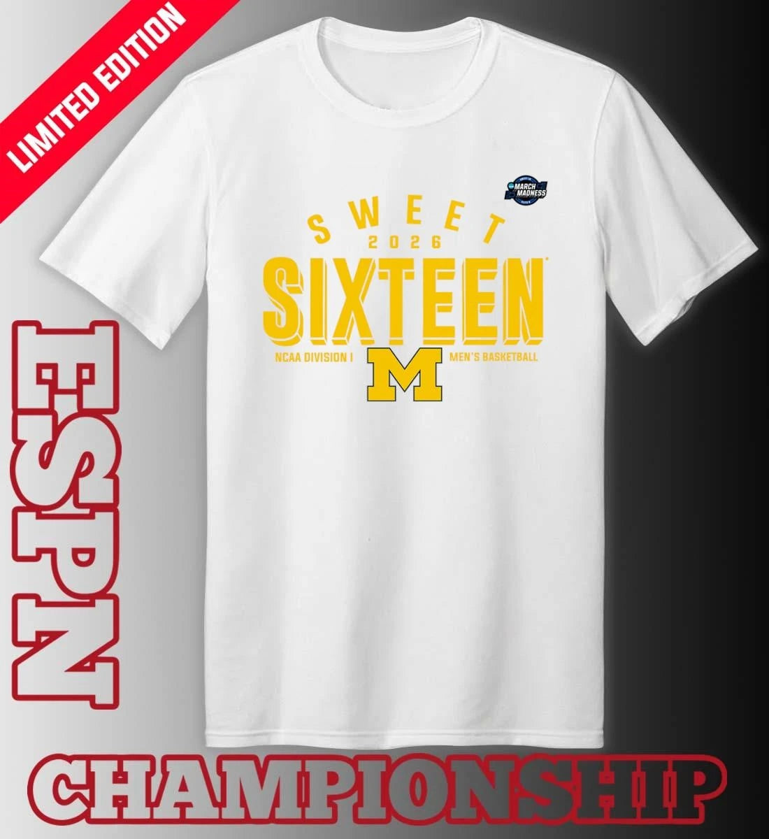 Official Sweet 16 Michigan Wolverines 2026 NCAA Men’s Basketball T-Shirt