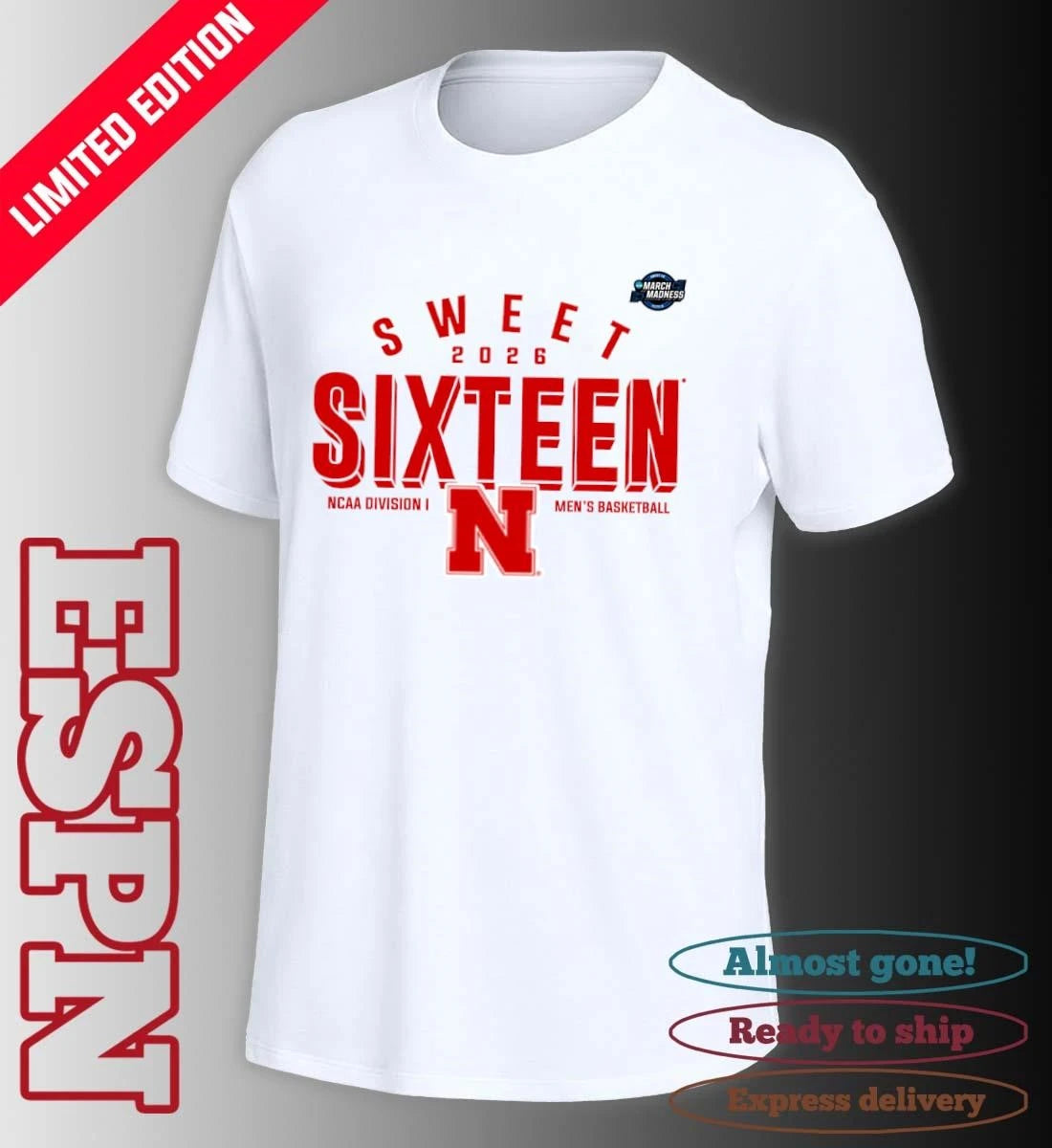 Official Sweet 16 Nebraska Cornhuskers 2026 NCAA Men’s Basketball T-Shirt