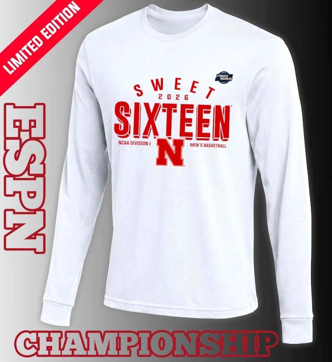 Official Sweet 16 Nebraska Cornhuskers 2026 NCAA Men’s Basketball T-Shirt