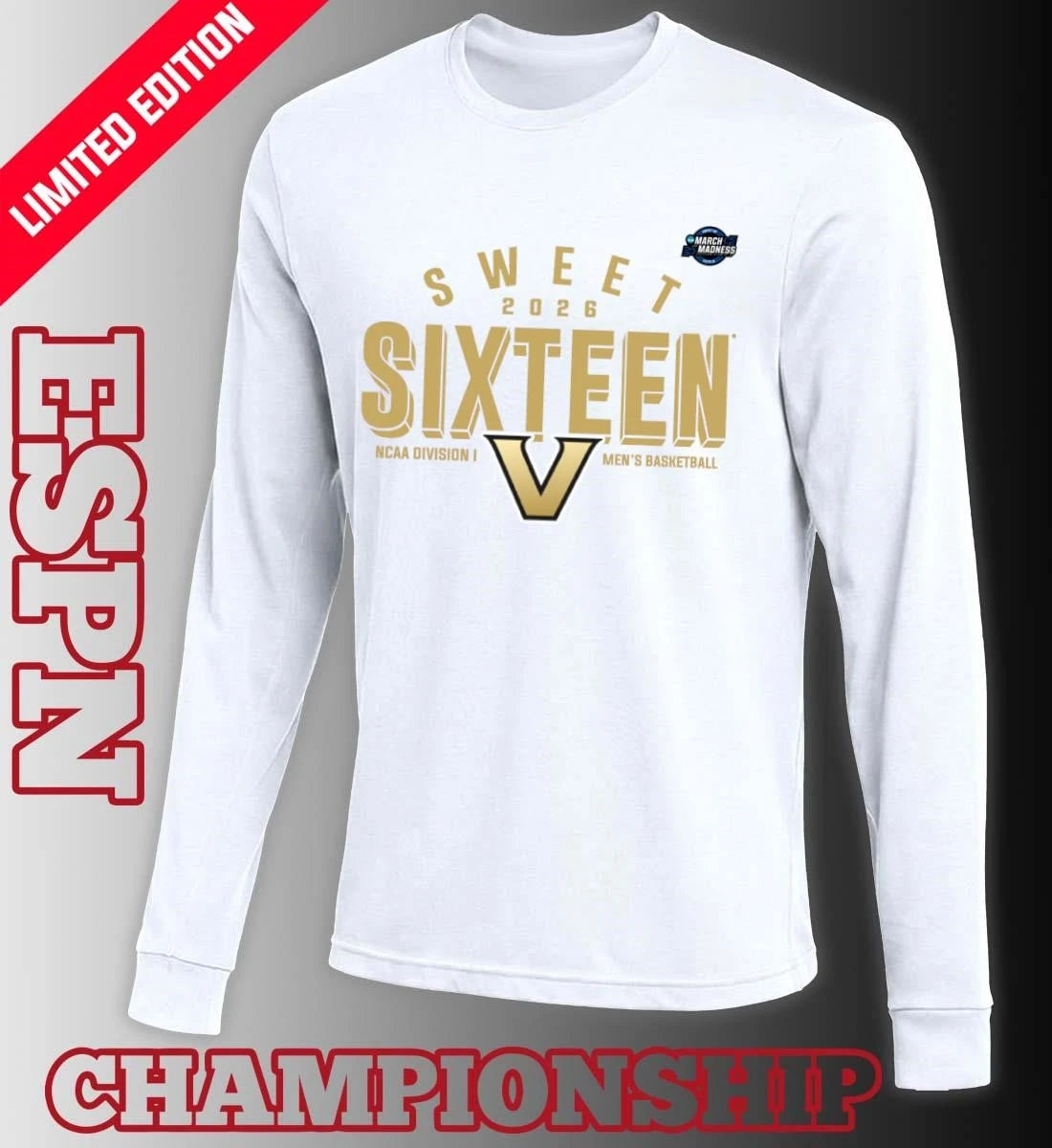 Official Sweet 16 Vanderbilt Commodores 2026 NCAA Men’s Basketball T-Shirt