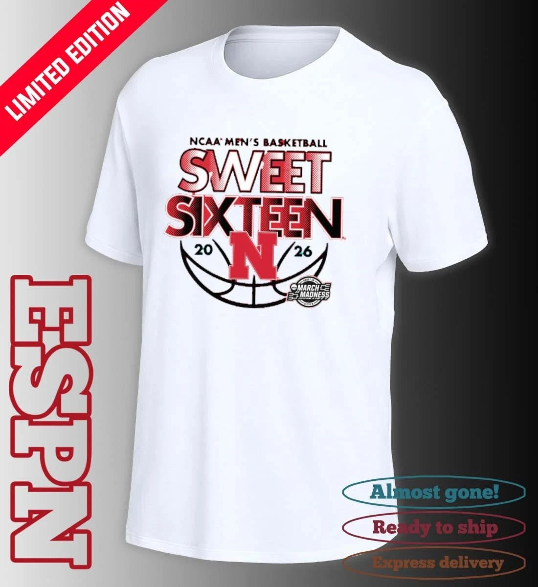 Official Sweet Sixteen 2026 Nebraska Men’s Basketball Shirt