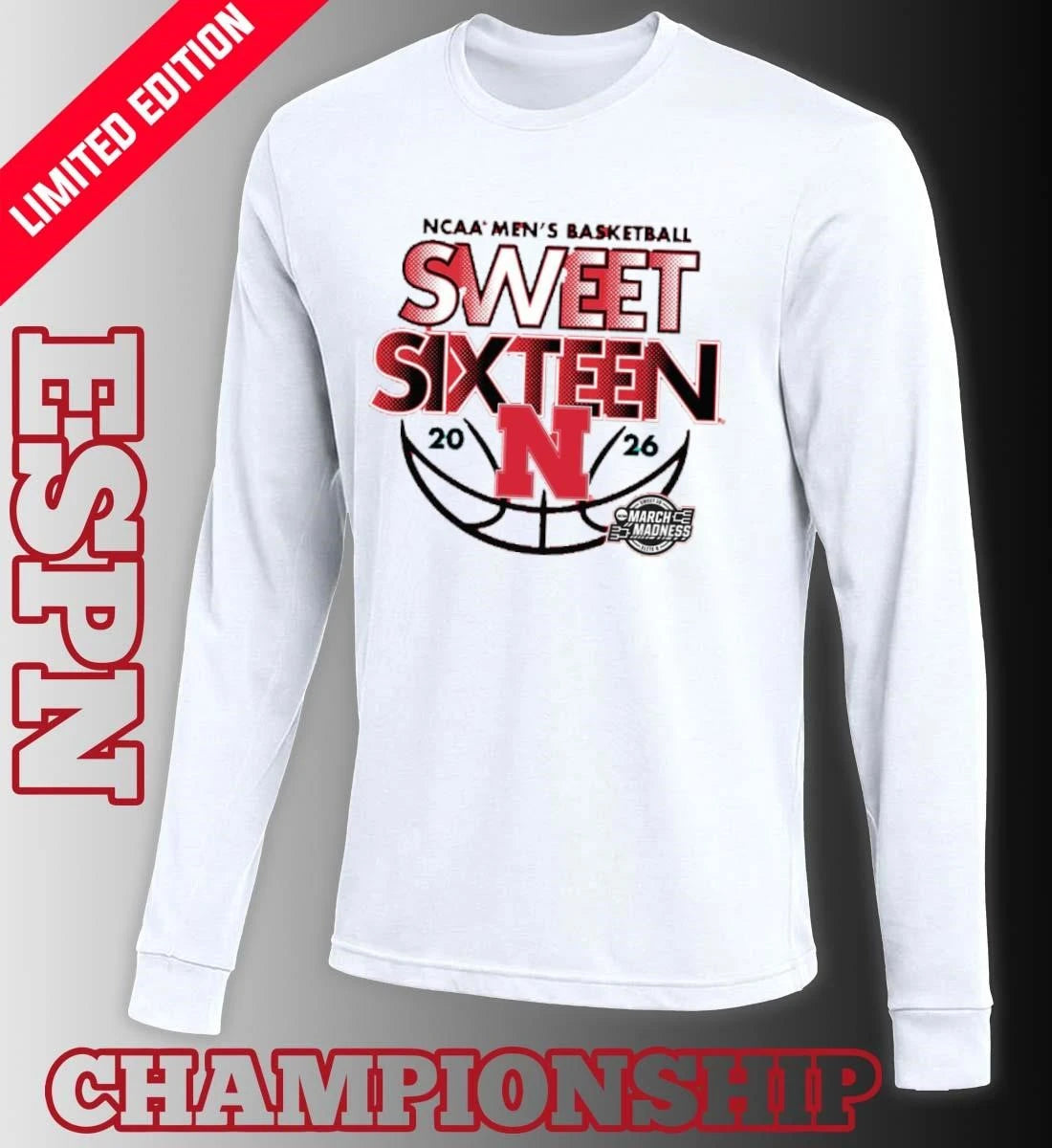 Official Sweet Sixteen 2026 Nebraska Men’s Basketball Shirt