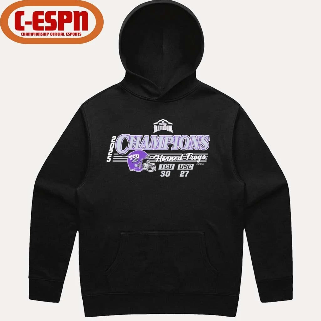 Official TCU Horned Frogs 2025 Valero Alamo Bowl Champions Score Shirt