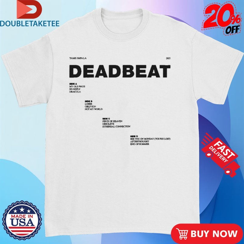 Official Tame Impala Deadbeat Tracklist Shirts