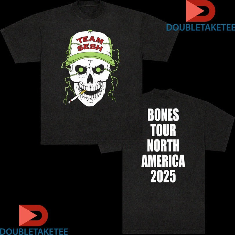 Official TeamSESH Sesh 3 16 Bone Tour North America 2025 Skull Cigarette Shirts
