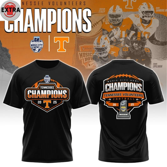 Official Tennessee Volunteers Music City Bowl Champions Cup And Logo Hoodie T-Shirt