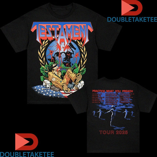 Official Testament Perilous Nation Practice What You Preach Tour 2025 Dates American Flag Shirts