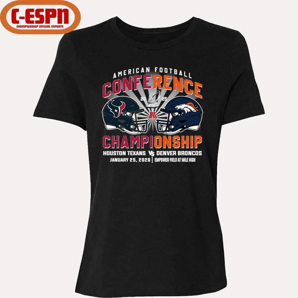 Official Texans Vs Broncos AFC Conference Championship Duel Helmet T-Shirt