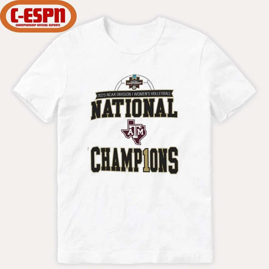 Official Texas A&amp;M Aggies 2025 NCAA Women’s Volleyball National Champions Locker Room T-Shirt