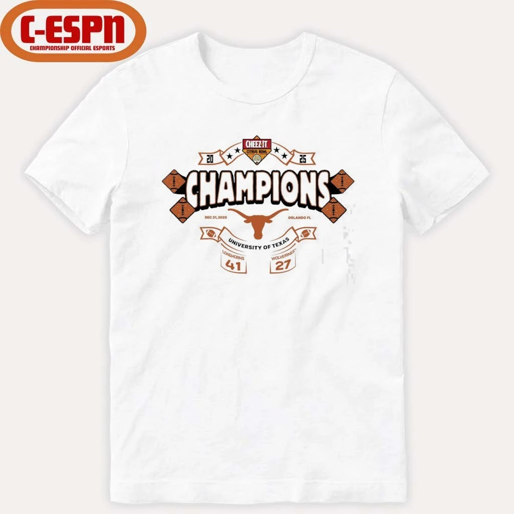 Official Texas Longhorns 2025 Cheez-it Citrus Bowl Champions Score Shirt