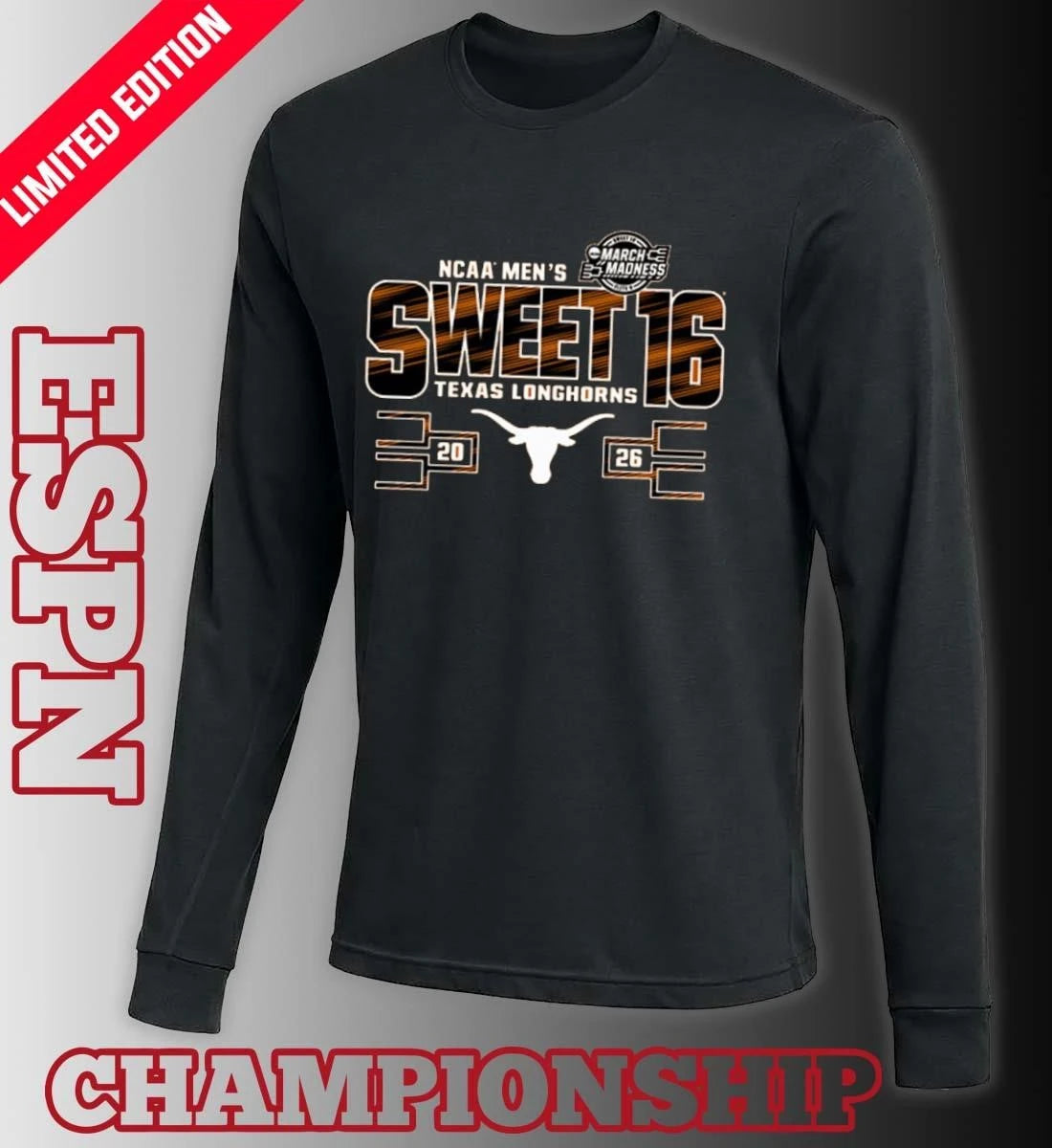 Official Texas Longhorns 2026 NCAA March Madness Sweet 16 Bound Net Shirt