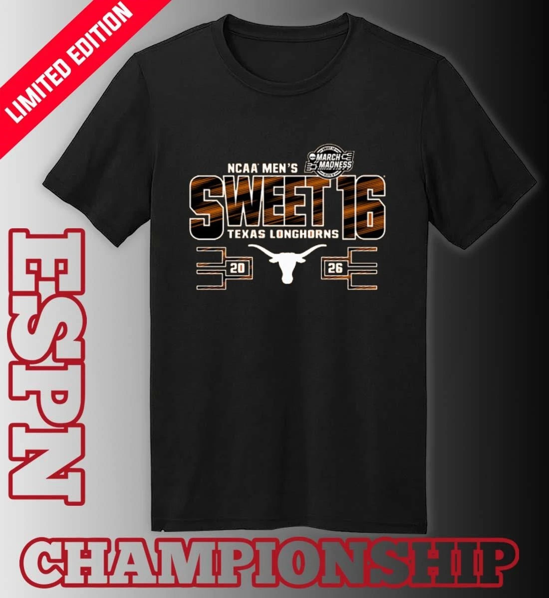 Official Texas Longhorns 2026 NCAA March Madness Sweet 16 Bound Net Shirt