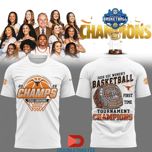 Official Texas Longhorns 2026 SEC Women’s Basketball Tournament Champions First Time Ring Shirts