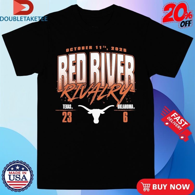Official Texas Longhorns vs. Oklahoma Sooners 2025 Red River Rivalry Score Shirts