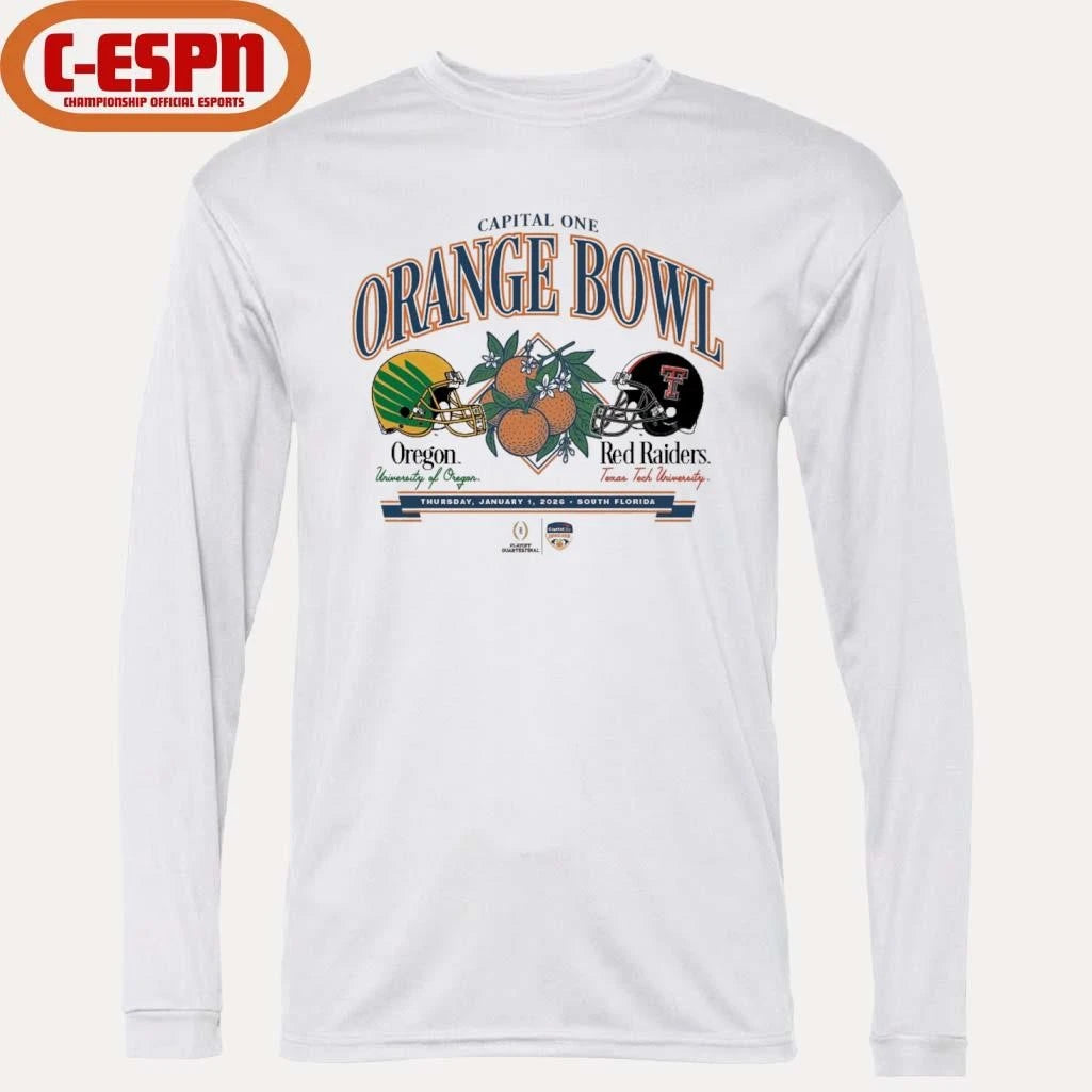 Official Texas Tech University vs. University Of Oregon 2026 Capital One Orange Bowl shirt