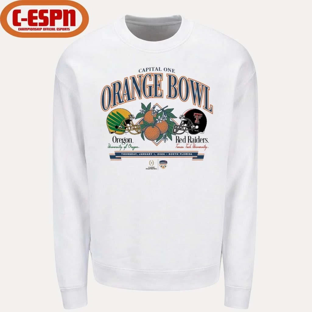 Official Texas Tech University vs. University Of Oregon 2026 Capital One Orange Bowl shirt