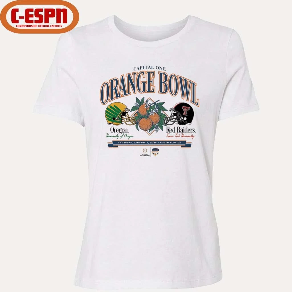 Official Texas Tech University vs. University Of Oregon 2026 Capital One Orange Bowl shirt