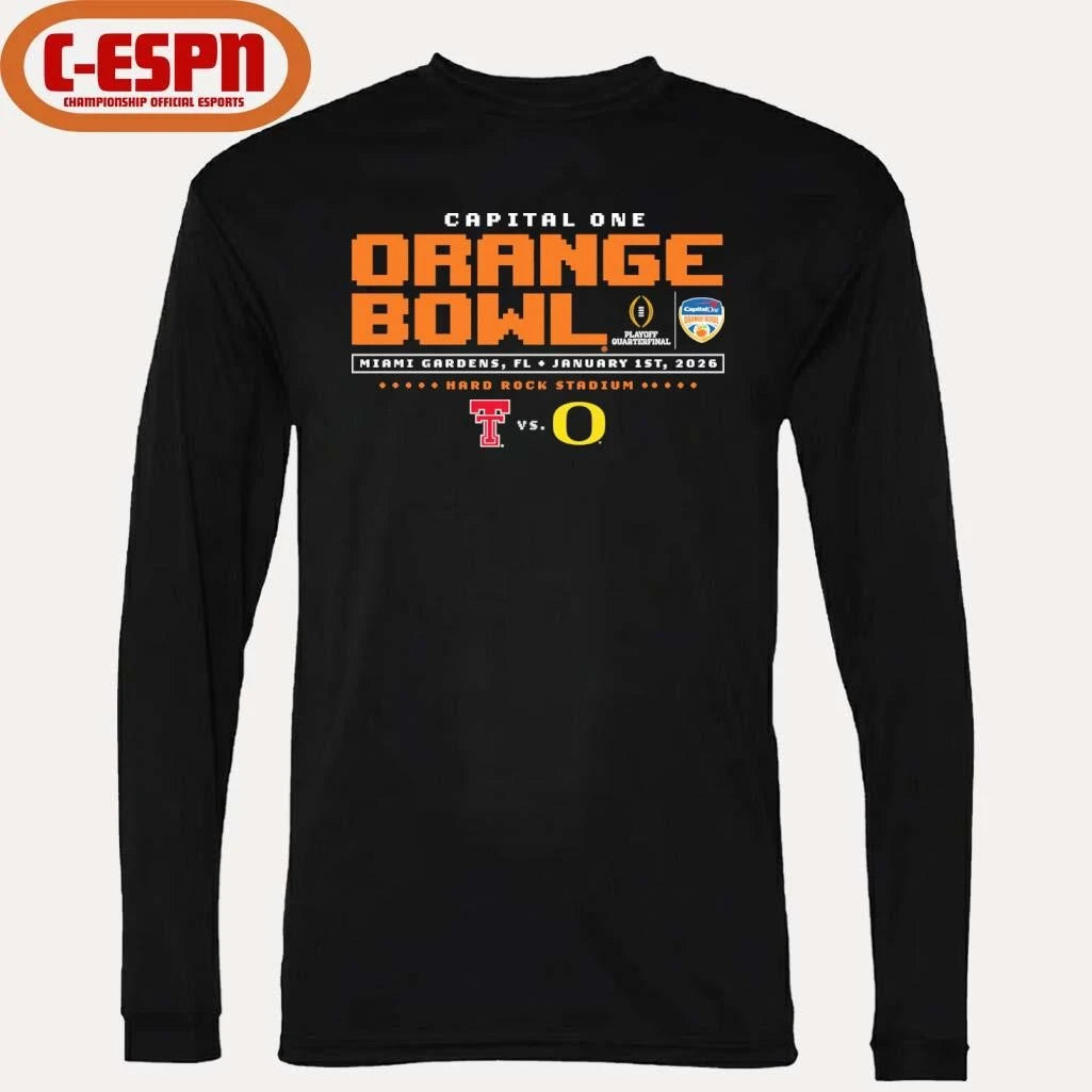 Official Texas Tech Vs Oregon 2025 Orange Bowl Shirt