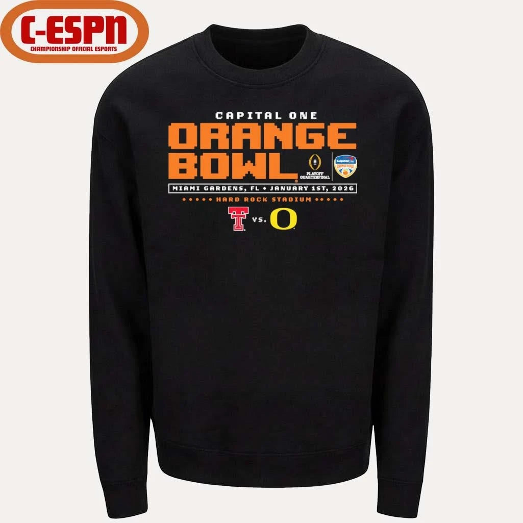 Official Texas Tech Vs Oregon 2025 Orange Bowl Shirt
