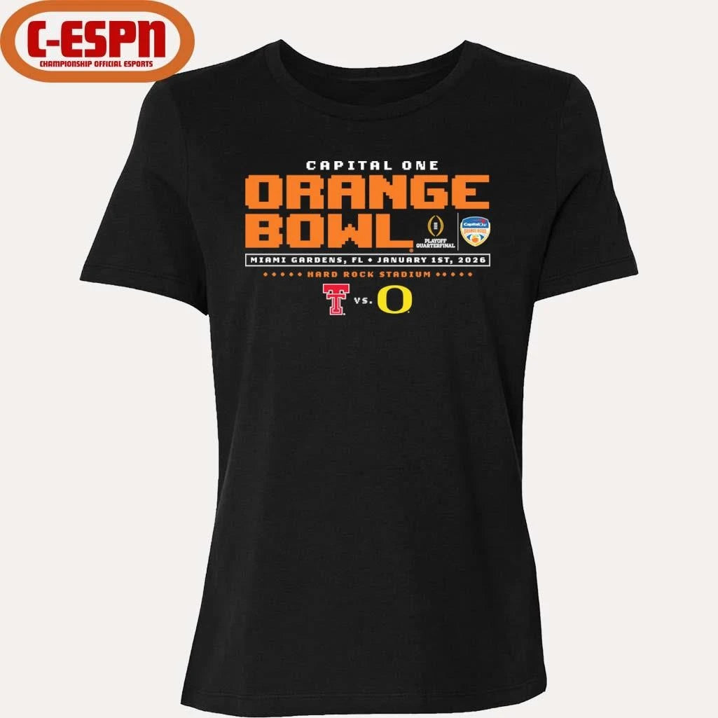 Official Texas Tech Vs Oregon 2025 Orange Bowl Shirt