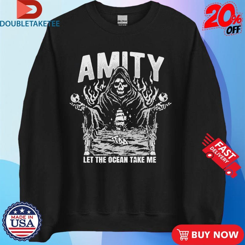 The Amity Affliction Let The Ocean Take Me Skeleton Globe Boat Ship T-shirts