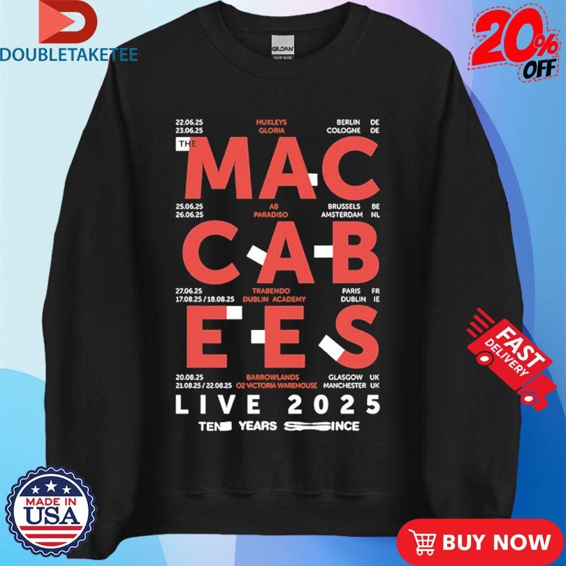 Official The Maccabees Live 2025 Tour Shirts