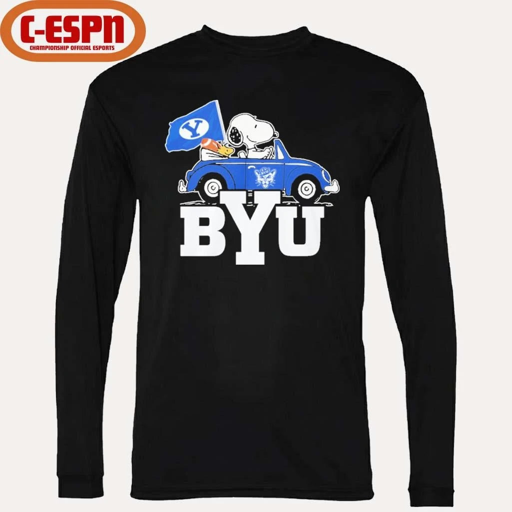 Official The Peanuts Driving Car X BYU Cougars Shirt
