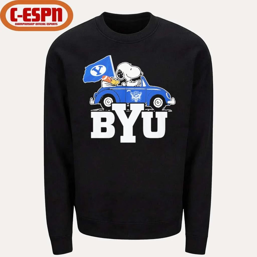 Official The Peanuts Driving Car X BYU Cougars Shirt