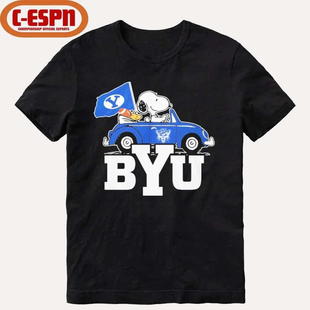 Official The Peanuts Driving Car X BYU Cougars Shirt