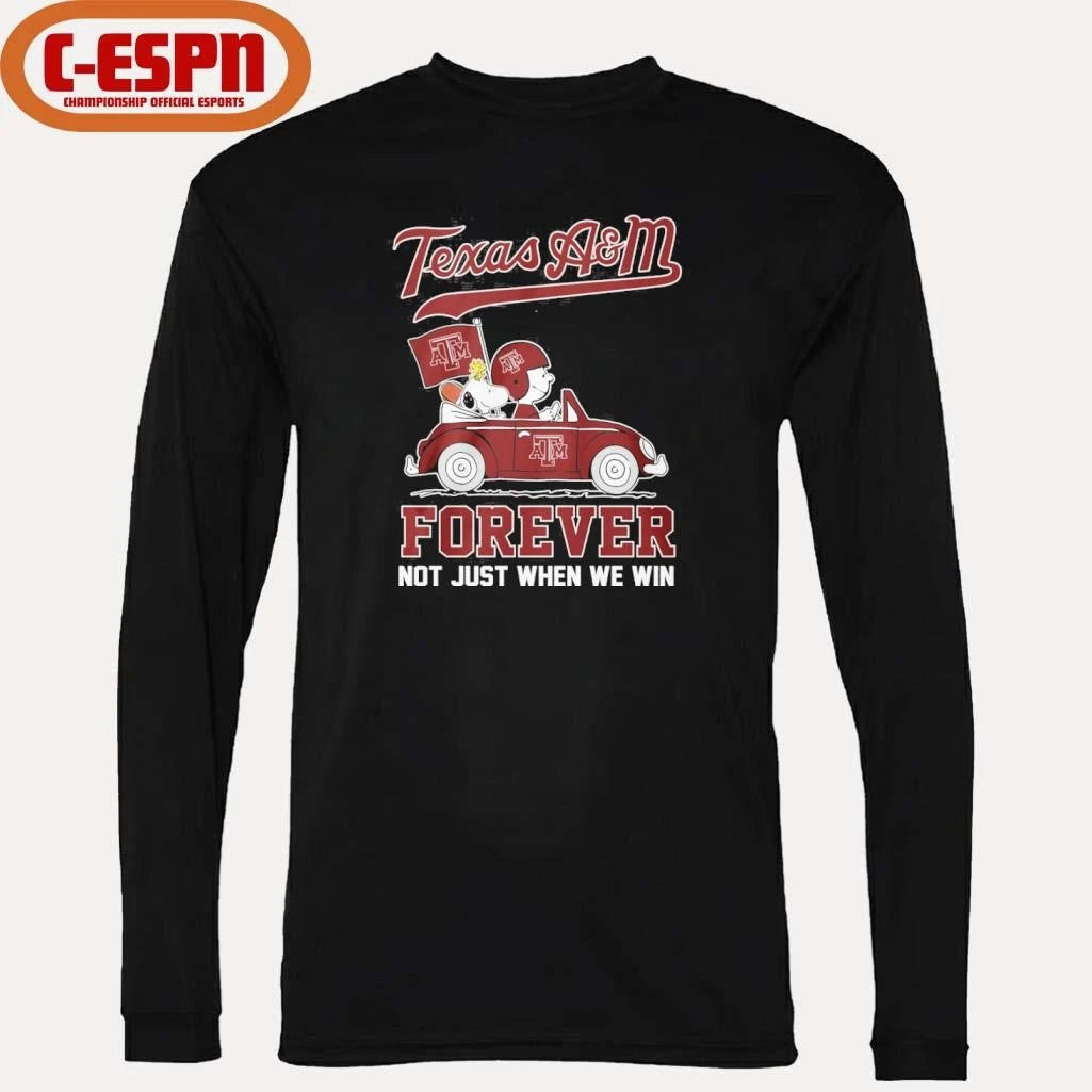 Official The Peanuts Driving Car X Texas A&amp;m Aggies Forever Not Just When We Win Shirt
