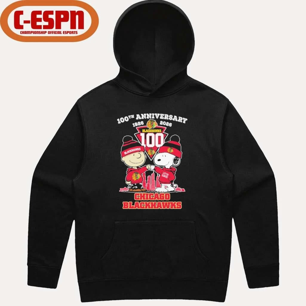 Official The Peanuts Fist Bump X Chicago Blackhawks 100th Anniversary 1926-2026 Shirt