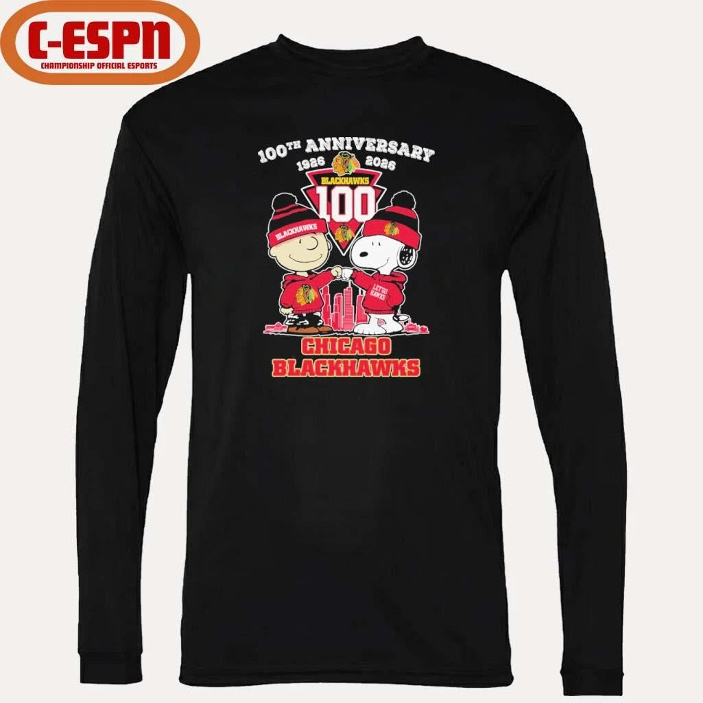 Official The Peanuts Fist Bump X Chicago Blackhawks 100th Anniversary 1926-2026 Shirt