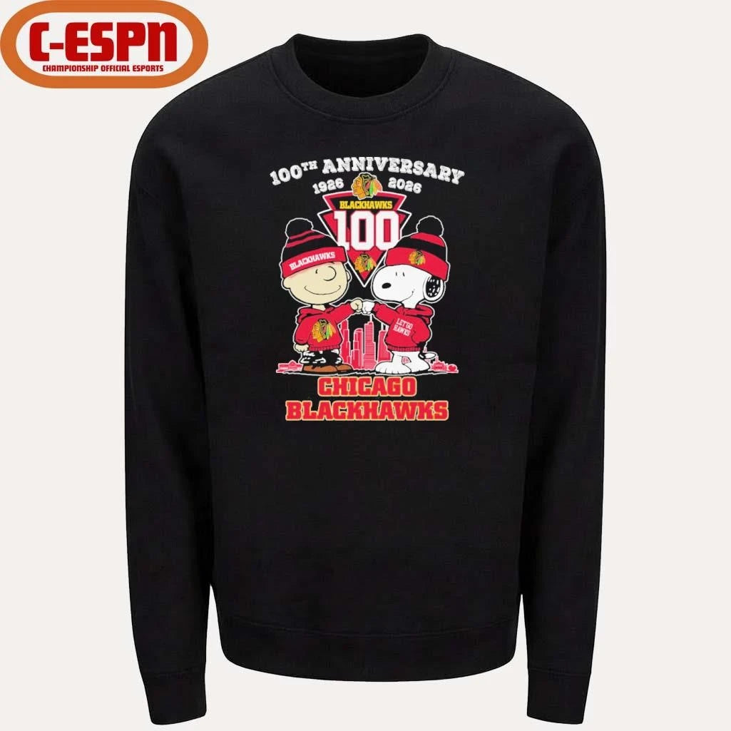 Official The Peanuts Fist Bump X Chicago Blackhawks 100th Anniversary 1926-2026 Shirt