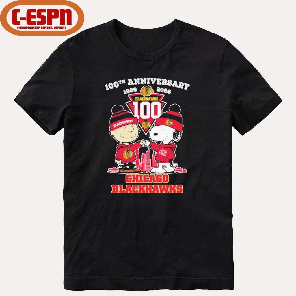 Official The Peanuts Fist Bump X Chicago Blackhawks 100th Anniversary 1926-2026 Shirt