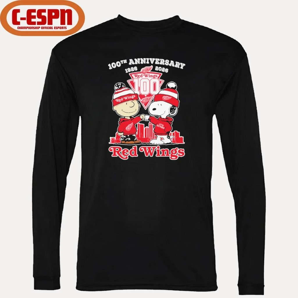 Official The Peanuts Fist Bump X Detroit Red Wings 100th Anniversary 1926-2026 Shirt