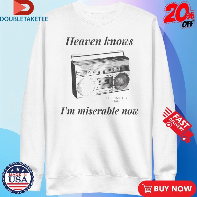 Official The Smiths Heaven Knows I’m Miserable Now 1984 Boombox Shirts