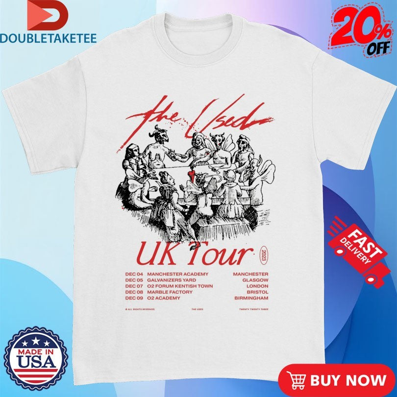 Official The Used 2023 UK Tour Dates Shirts