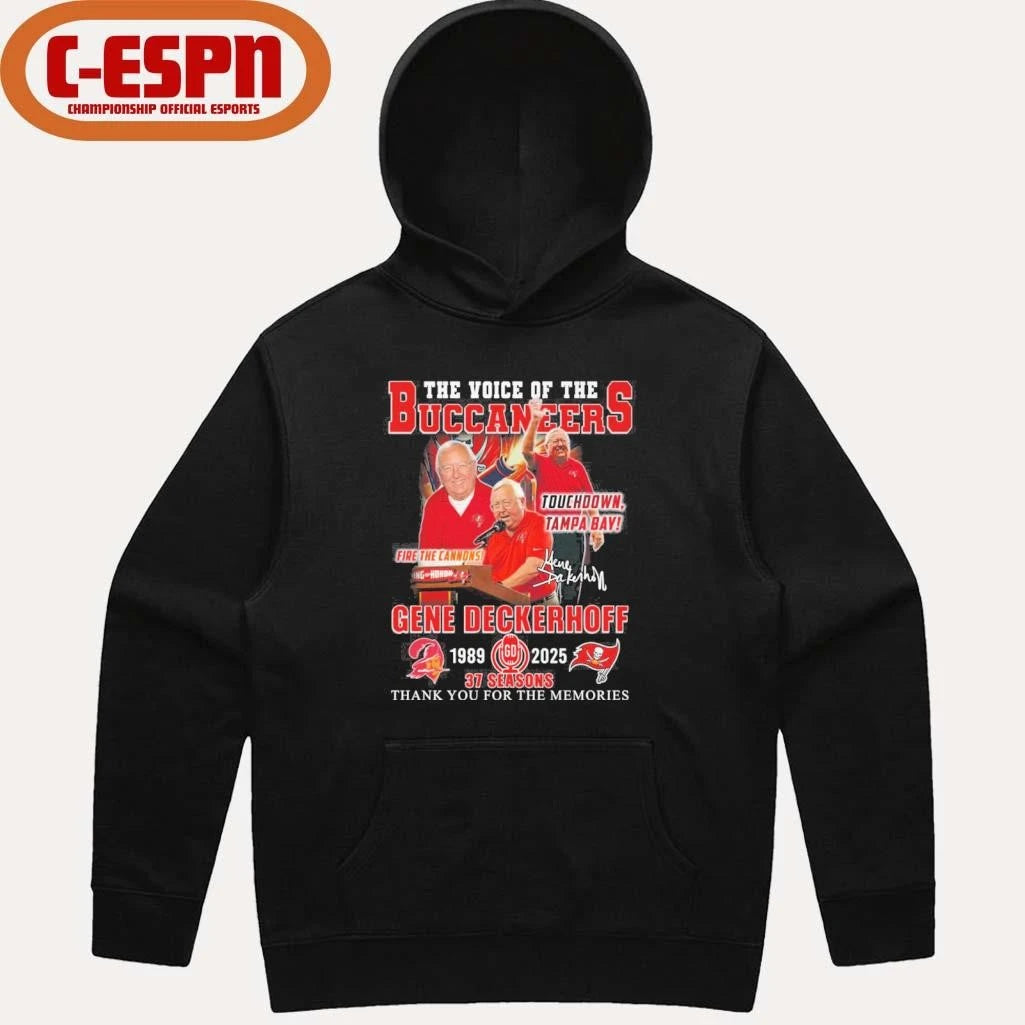 Official The Voice Of The Buccaneers Gene Deckerhoff 1989-2025 Shirt