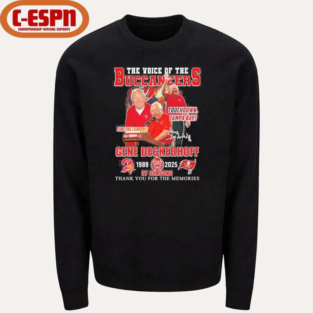 Official The Voice Of The Buccaneers Gene Deckerhoff 1989-2025 Shirt