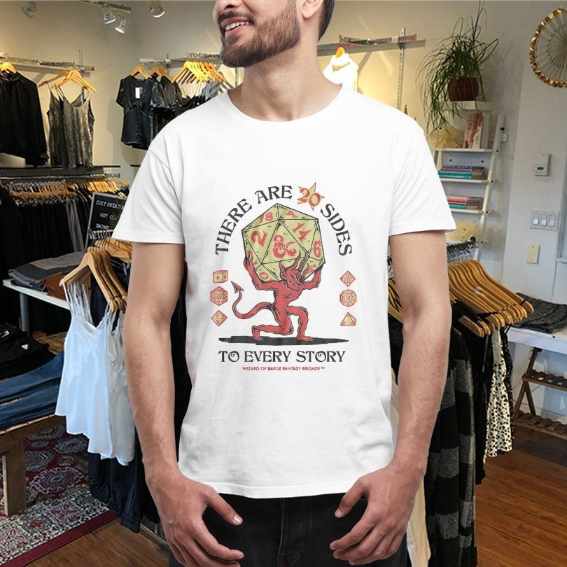 Official There Are 20 Sides To Every Story D20 Wizard Of Barge Shirts