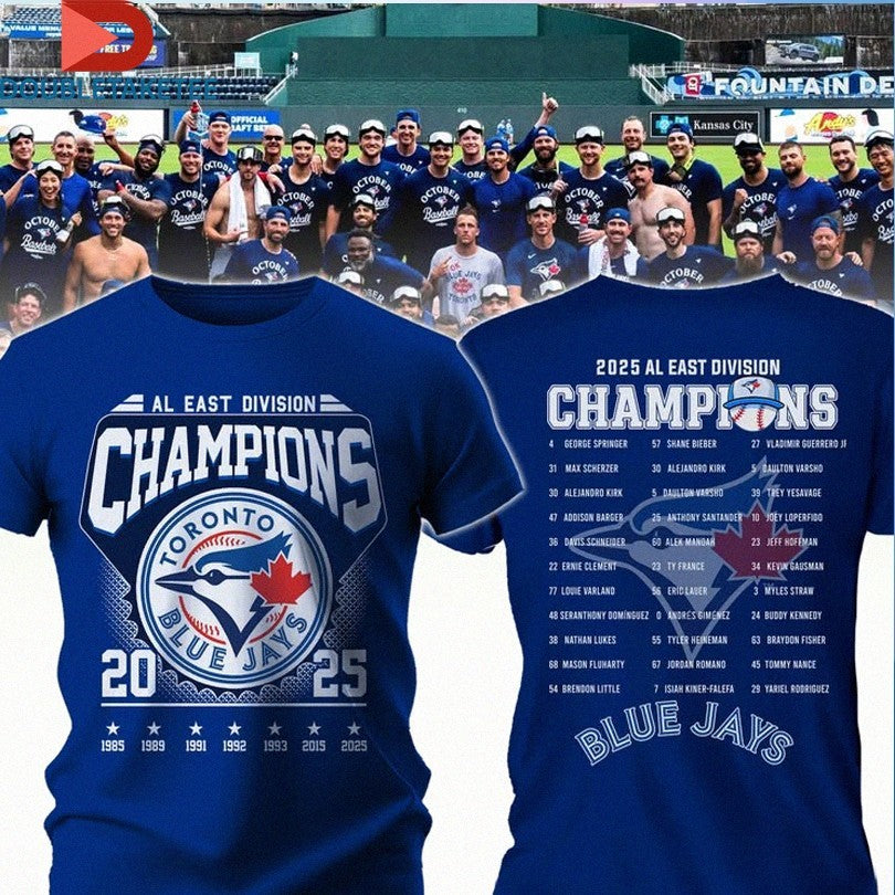 Official Toronto Blue Jays AL East Division Champions 2025 MLB Shirts