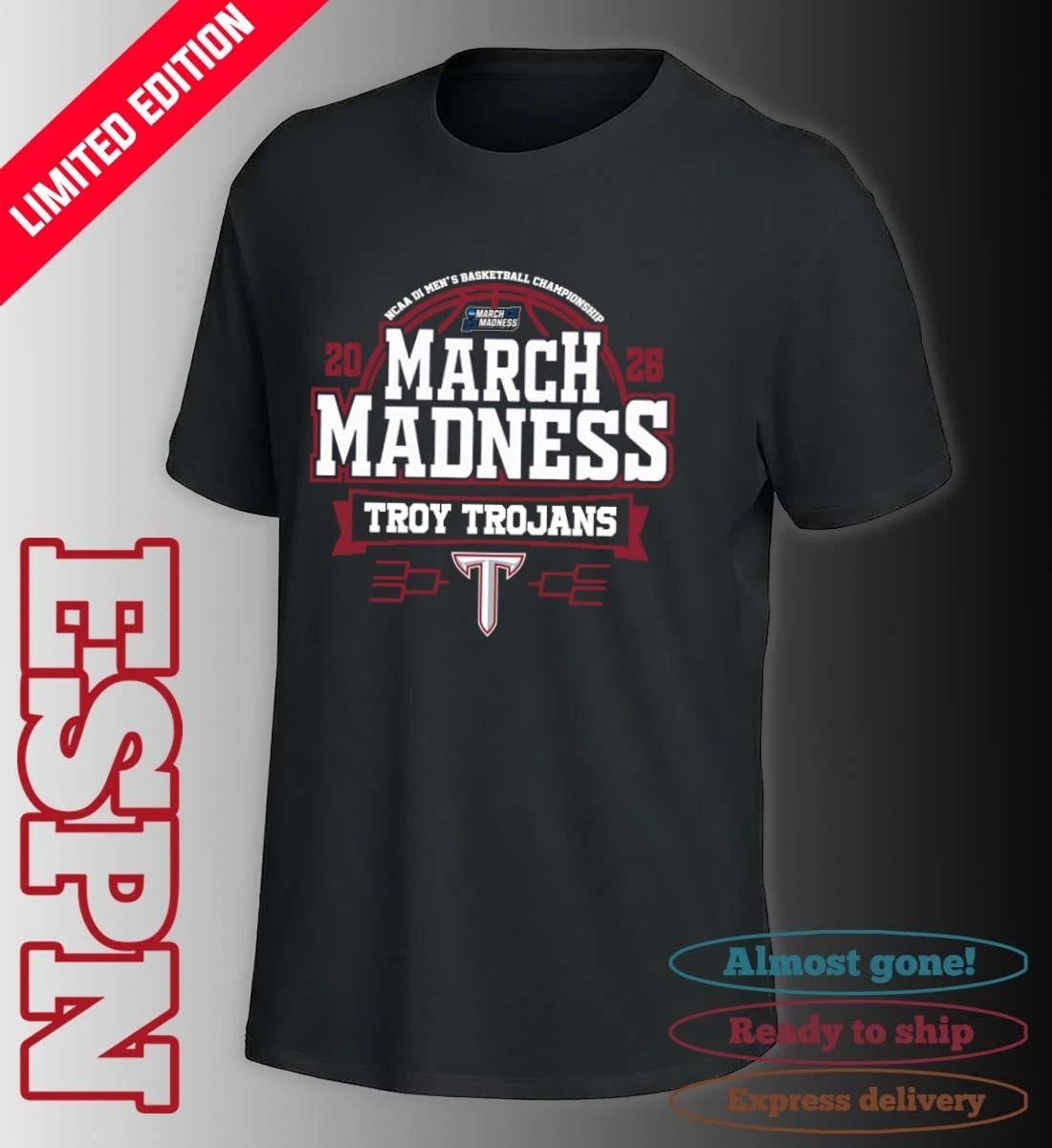 Official Troy Trojans Tigers March Madness 2026 NCAA DI Men’s Basketball Tournament T-Shirt