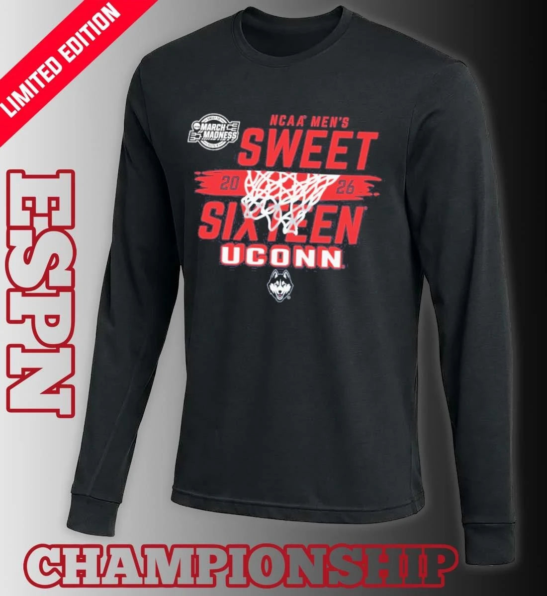 Official UConn Huskies Men’s Basketball Sweet 16 Bound T-Shirt