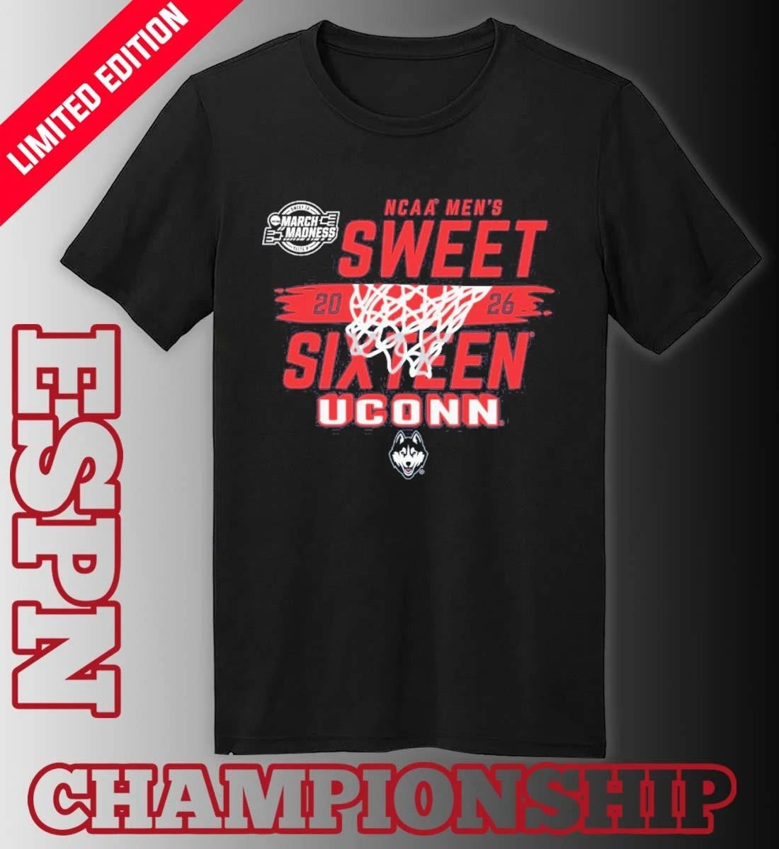 Official UConn Huskies Men’s Basketball Sweet 16 Bound T-Shirt