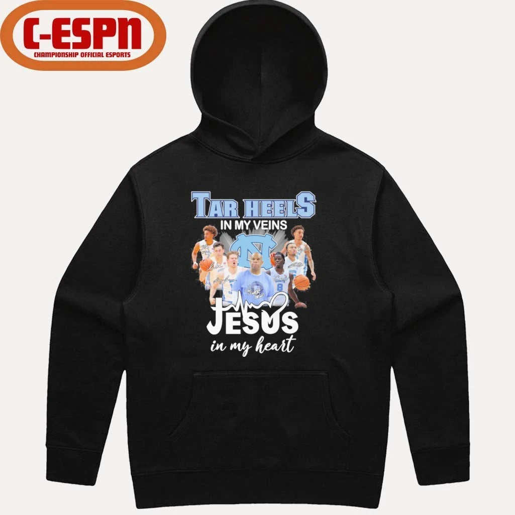 Official UNC Men’s Basketball In My Veins Jesus In My Heart Shirt