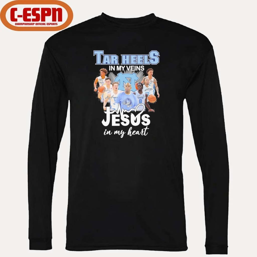 Official UNC Men’s Basketball In My Veins Jesus In My Heart Shirt