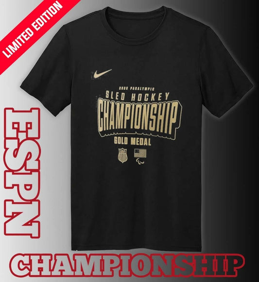 Official US National Sled Hockey 2026 Winter Olympics Gold Medal Champions T-Shirt